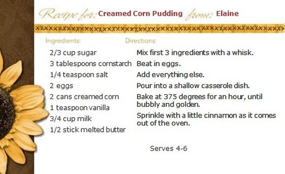 Creamed Corn Pudding Recipe